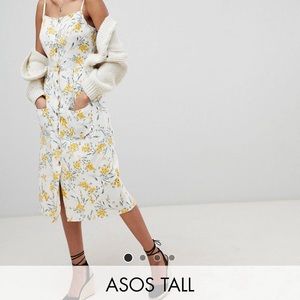 ASOS DESIGN Tall linen floral midi sundress NWT